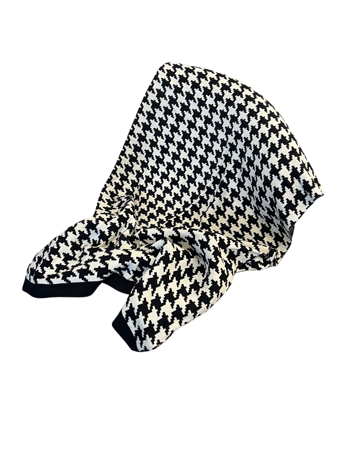 Houndstooth Knitted Blanket Throw, Black