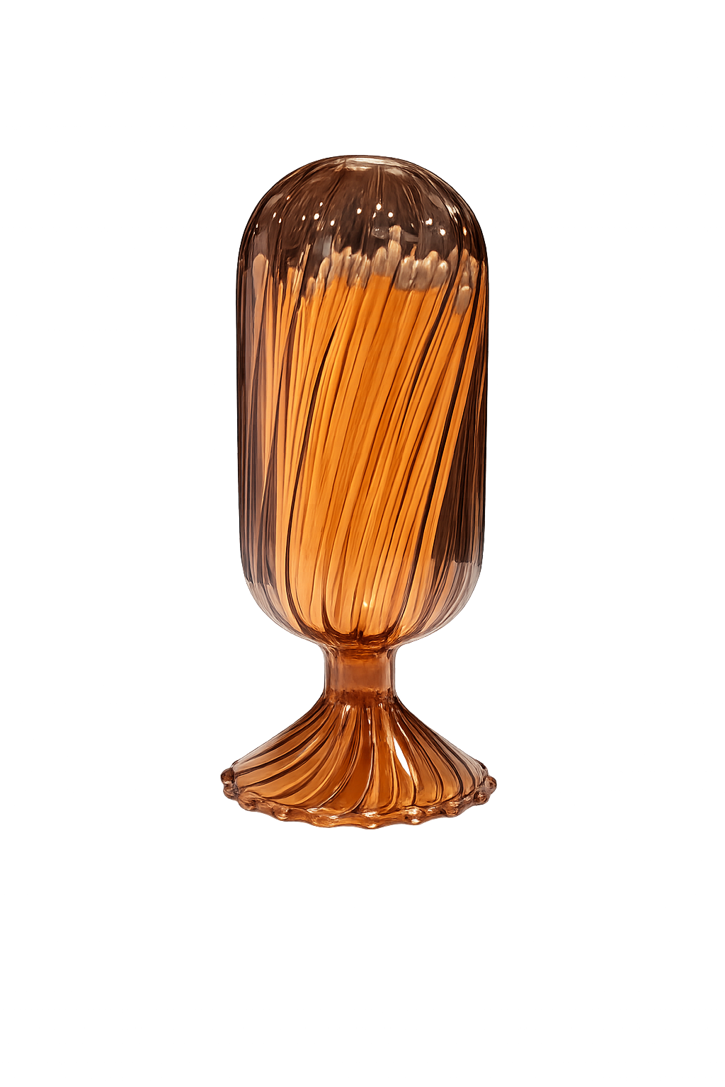 Amber Glass Helix Cloche with Silver Matches