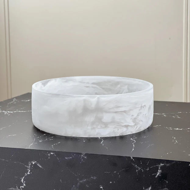 Resin White Swirl Salad Bowl, Medium