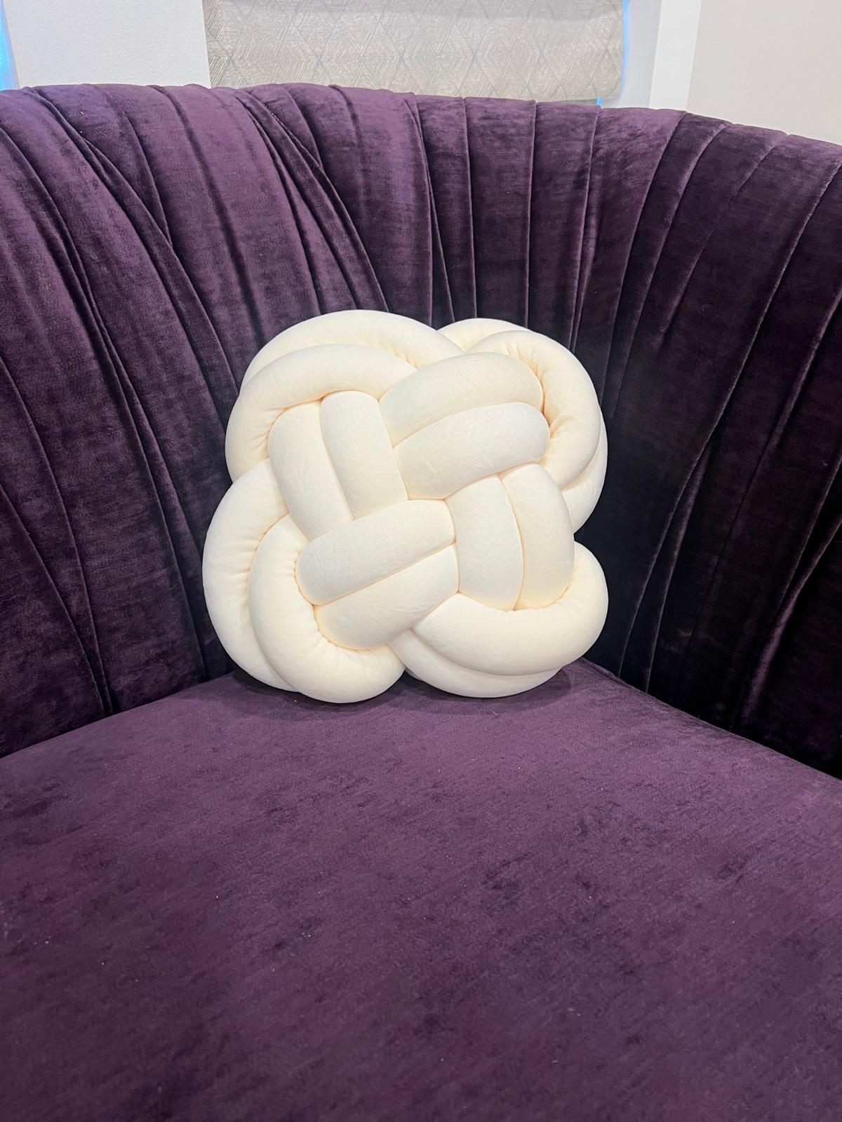 Knot Ball Throw Pillow, Medium, Cream
