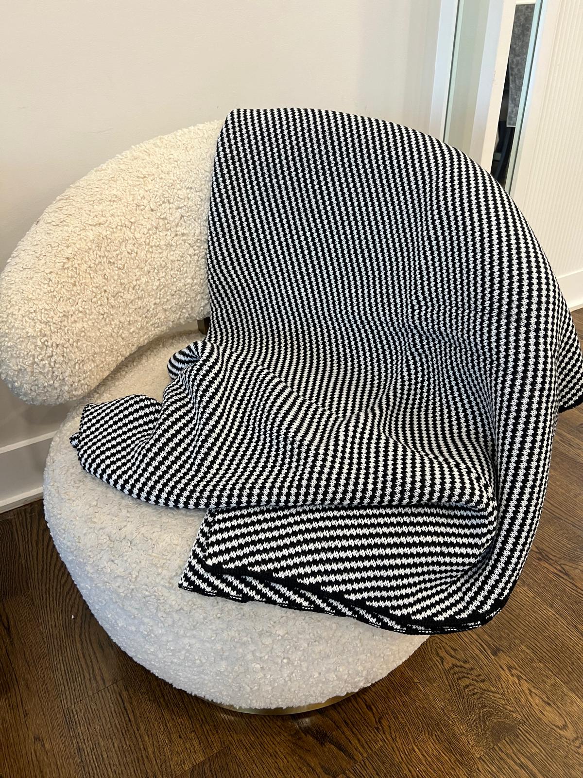 Striped Blanket Throw, Black and White