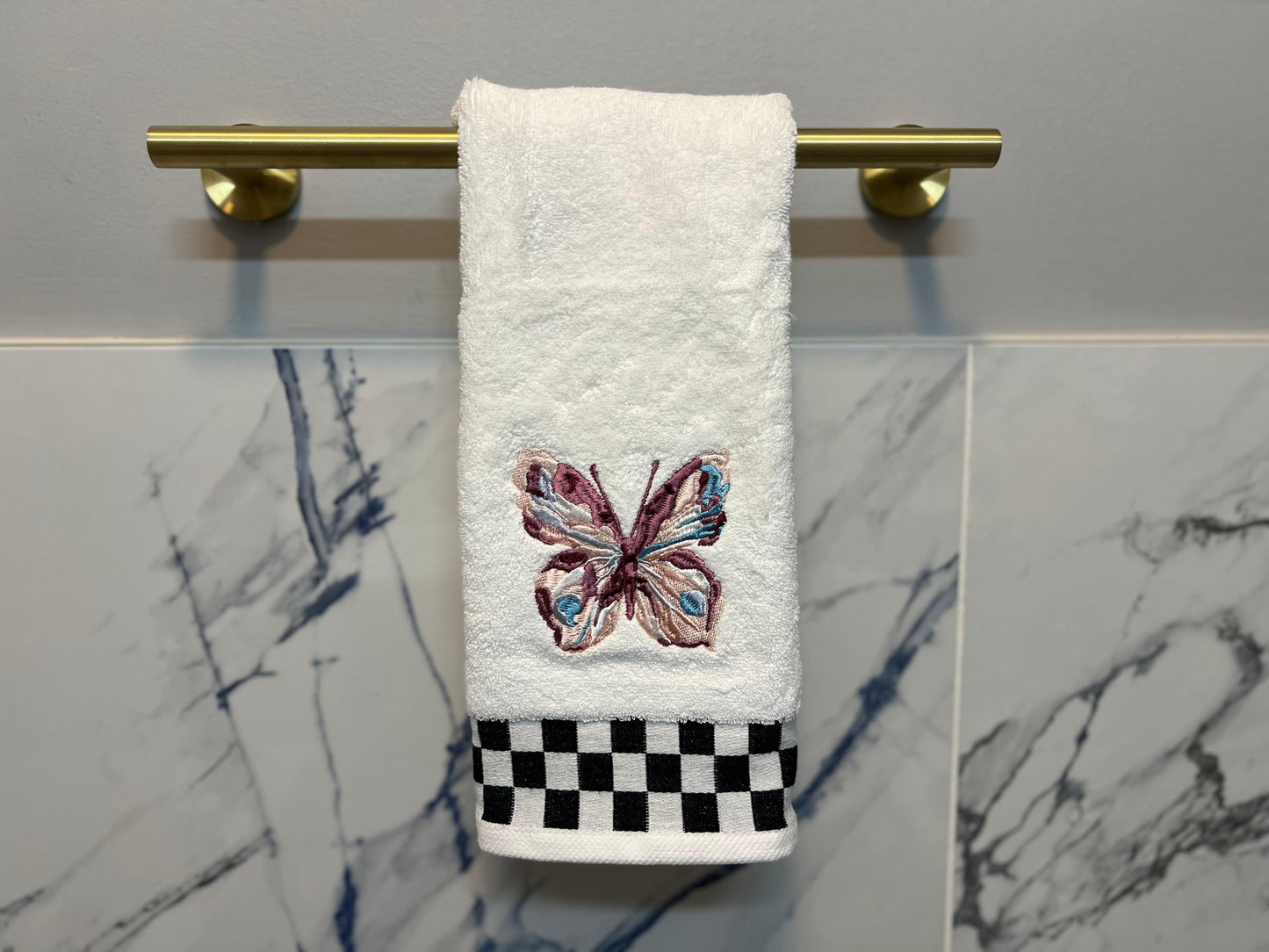 Eternity Butterfly Check Hand Towel