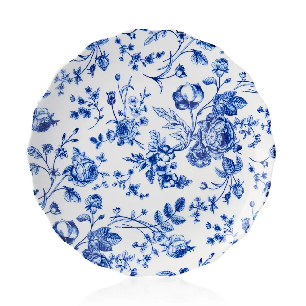 Blue Vintage Floral Scalloped Dinner Plate