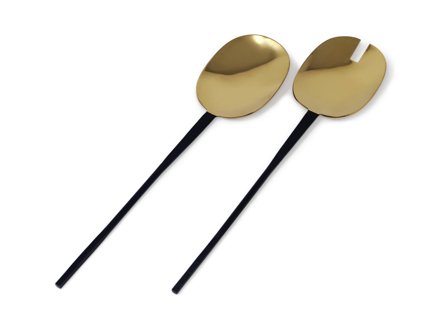 Salad Servers Gold With Black Handles