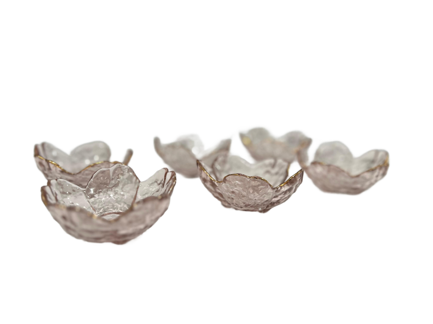 Gold Rimmed Cherry Blossom Dessert Bowls, Pink