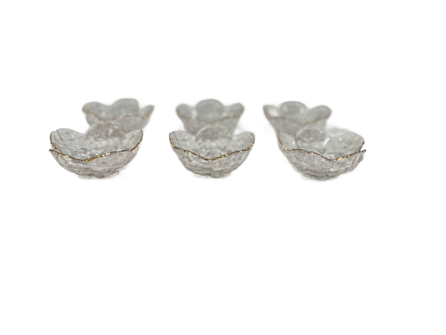 Gold Rimmed Cherry Blossom Dessert Bowls, Transparent