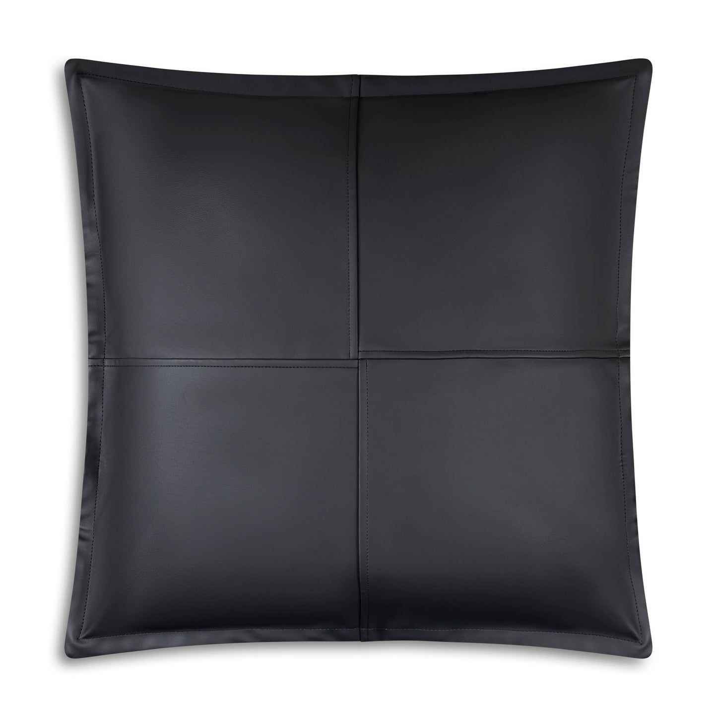Atlas Black Faux Leather Pillow