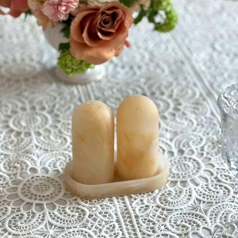 Resin Salt Shaker Set with Tray