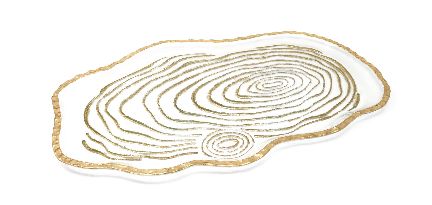 Glass Oval Tray Gold Grained
