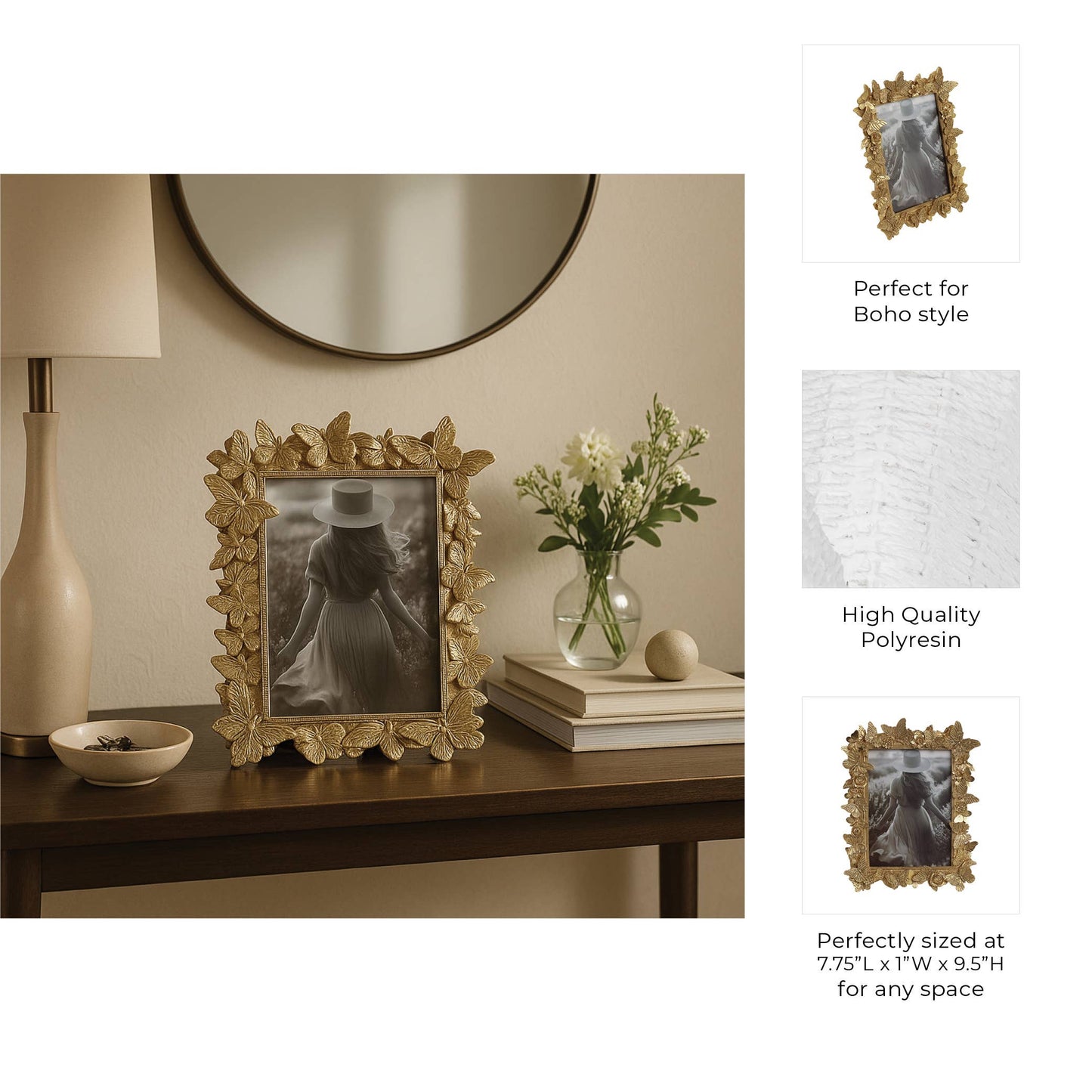Resin Butterflies Decorative Photo Frame, 5x7
