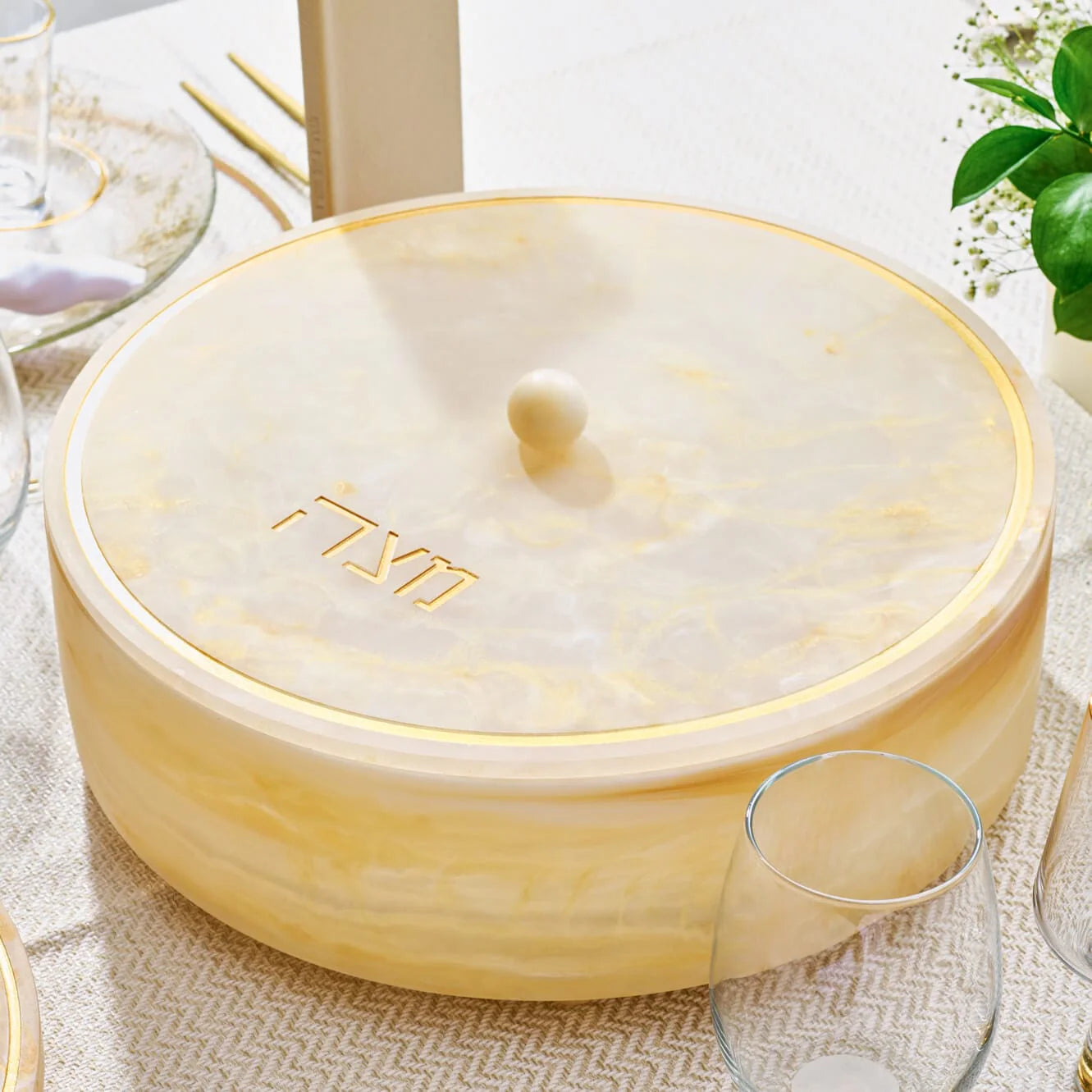 Gold Resin Matzah Box