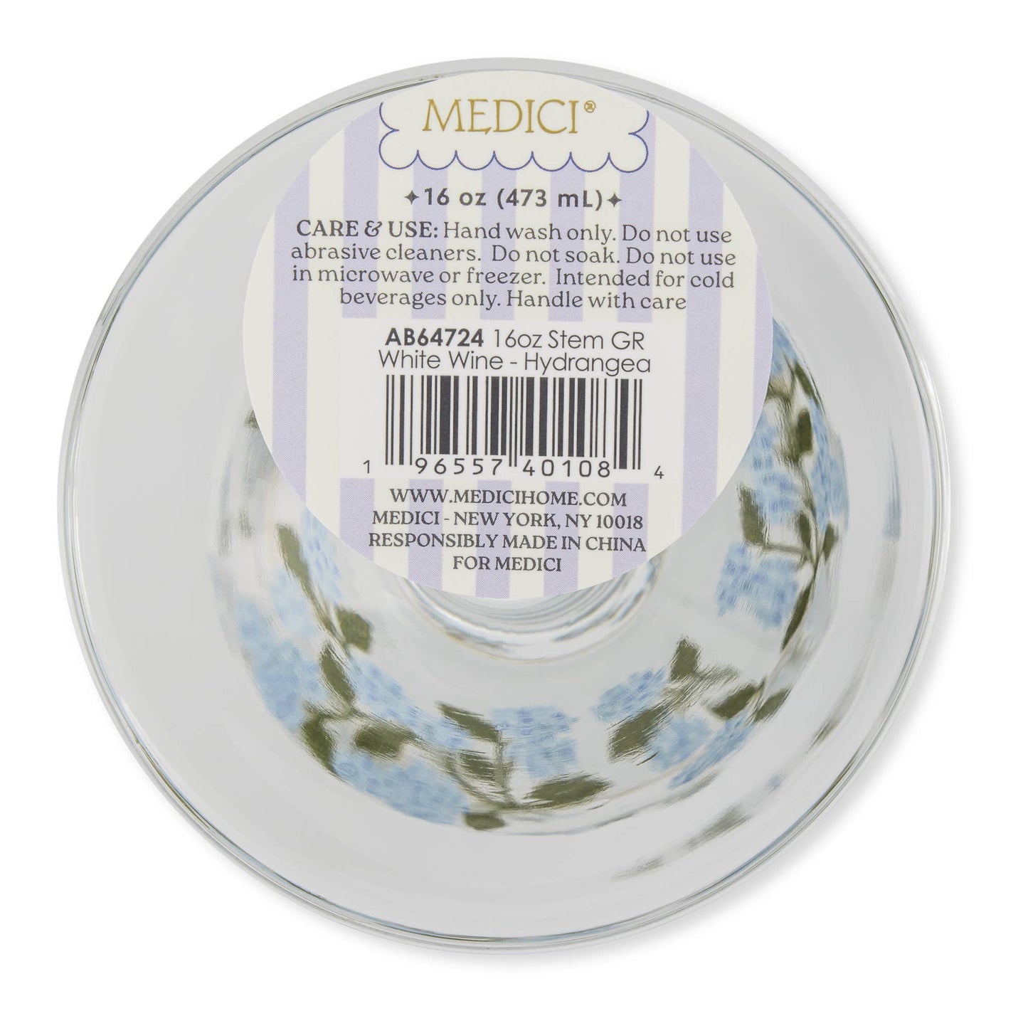 White Wine Glass - Hydrangea