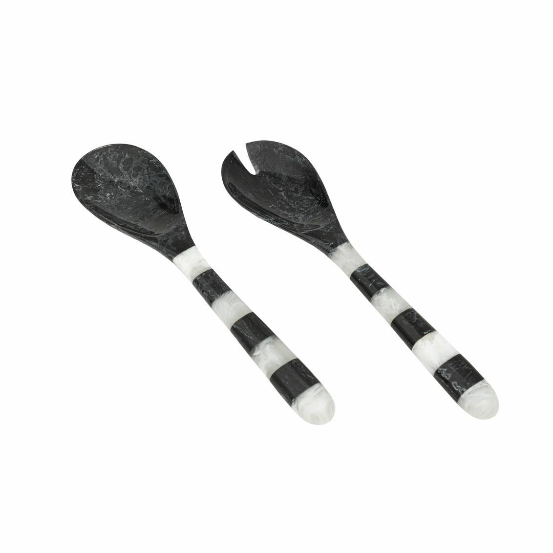 Lucente Black & White Striped Salad Servers