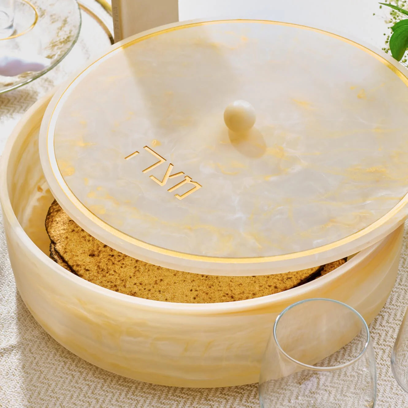 Gold Resin Matzah Box