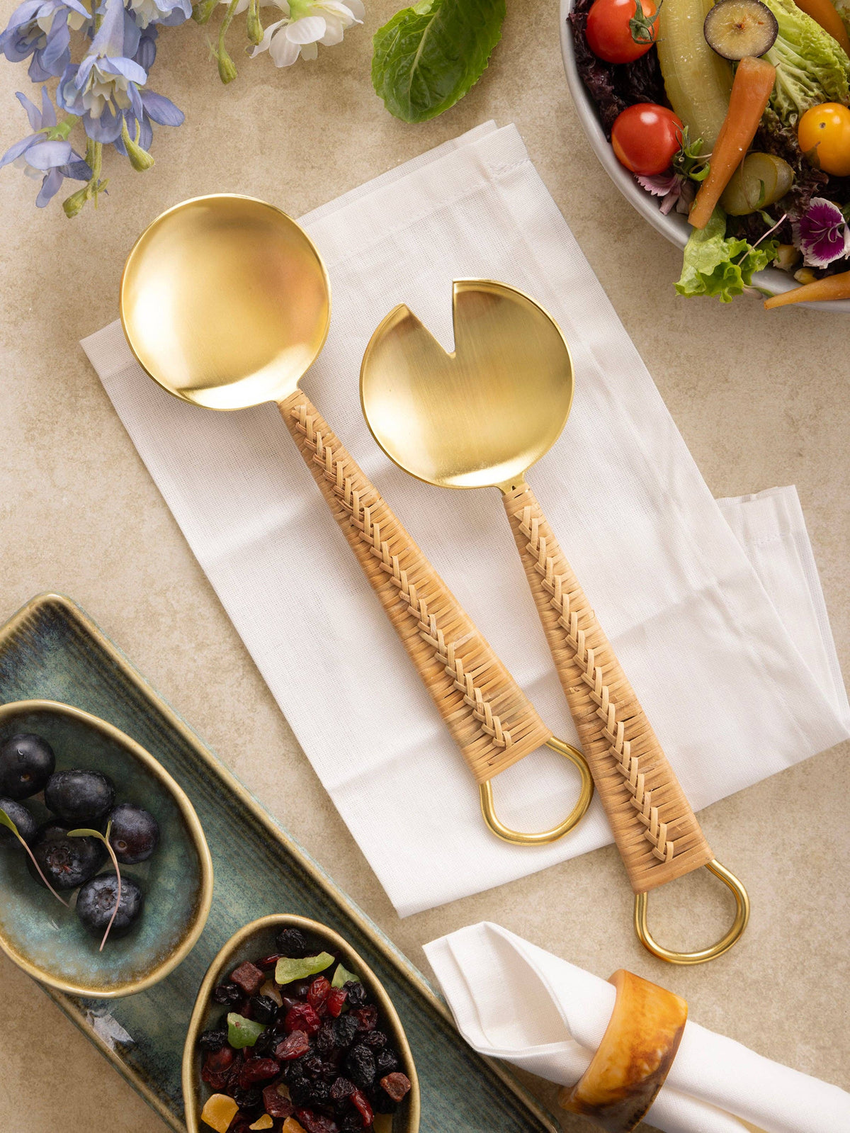 Helsinki Rattan Salad Servers