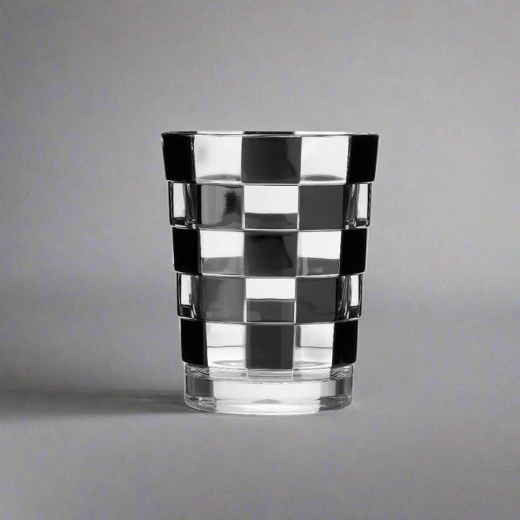 Black Check Acrylic Double Old Fashion
