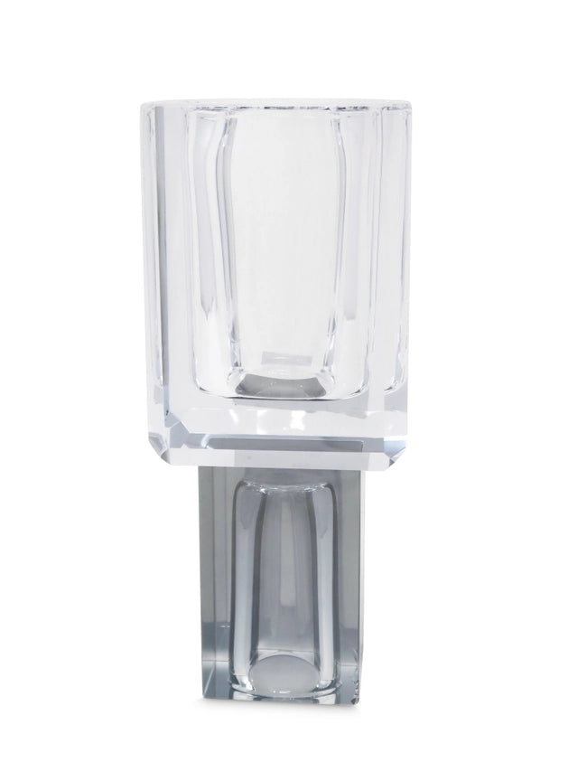 Crystal Square Vase with Colored Base