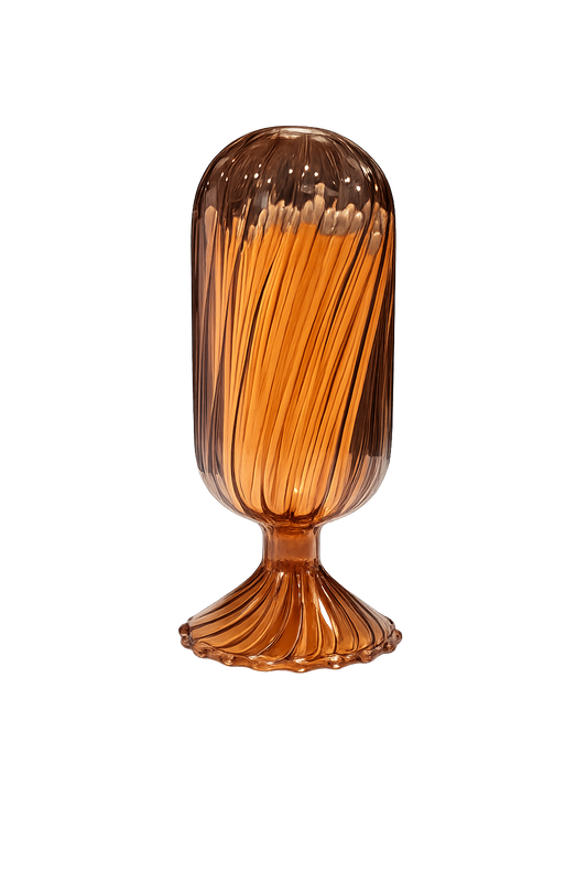 Amber Glass Helix Cloche with Silver Matches