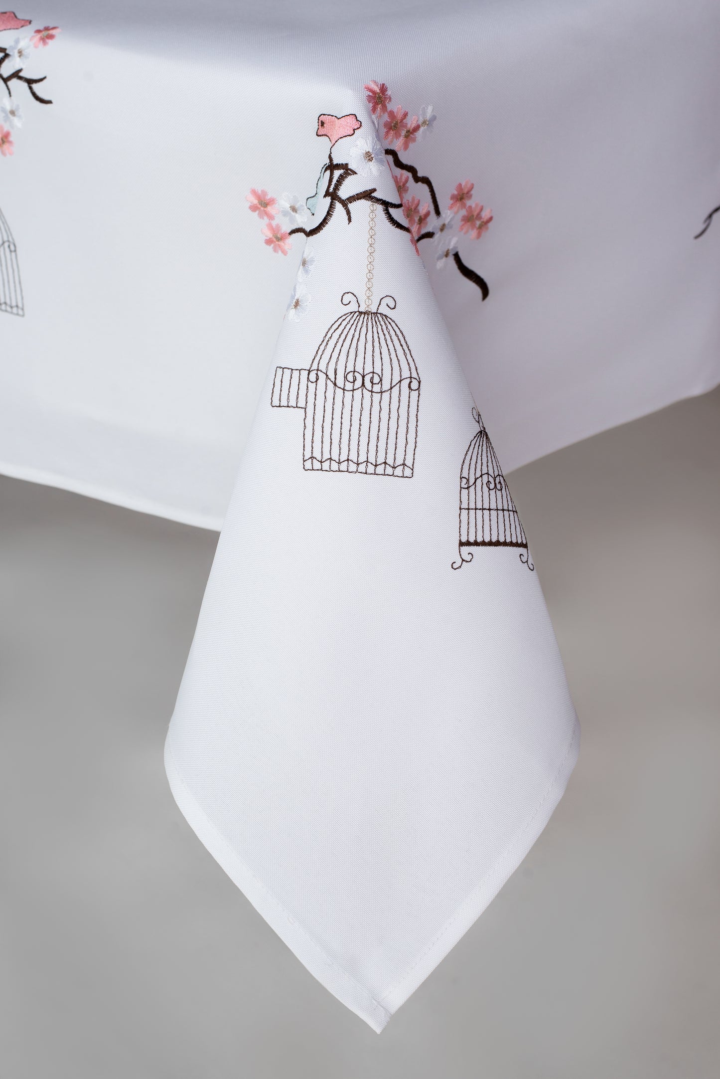 Bird Cages White Tablecloth