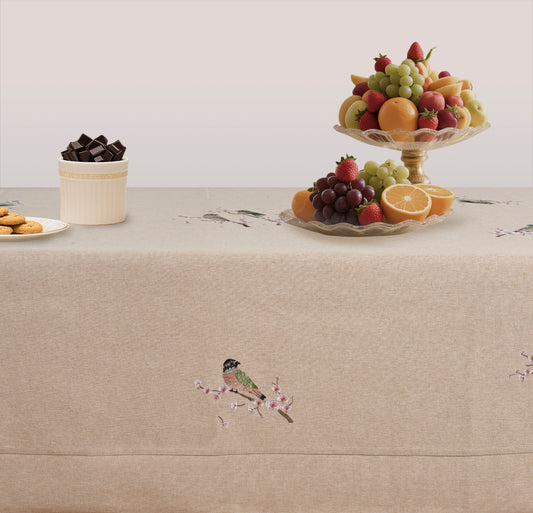 Birds Beige Tablecloth