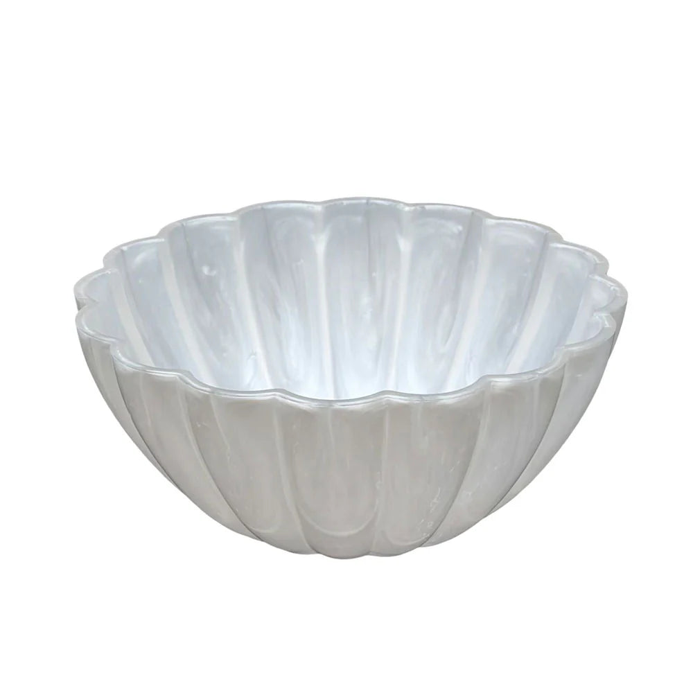 Resin White Pearl Fluted Salad Bowl