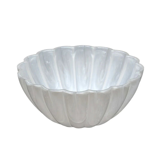Resin White Pearl Fluted Salad Bowl
