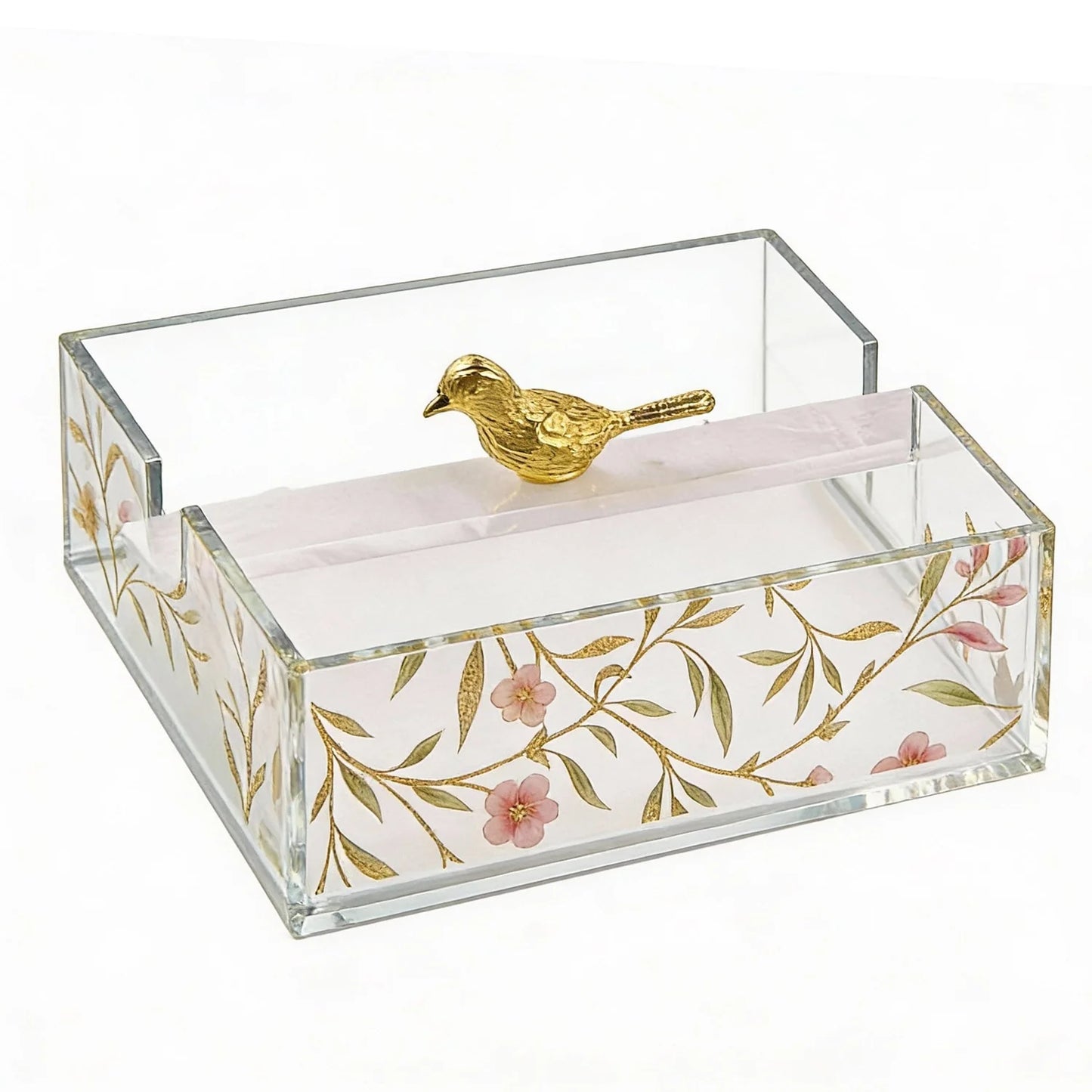 Square Floral Bird Napkin Holder