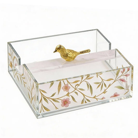 Square Floral Bird Napkin Holder