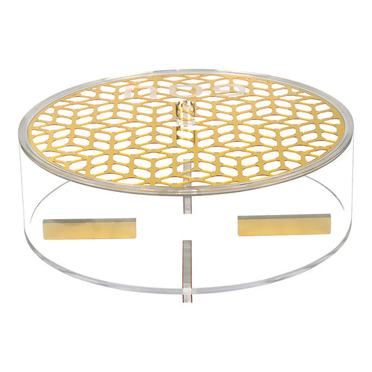 Gold Lucite Laser Cut Round Matzah Box