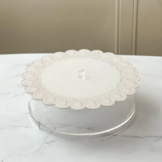 Linen Style Matzah Box with Scalloped Edge