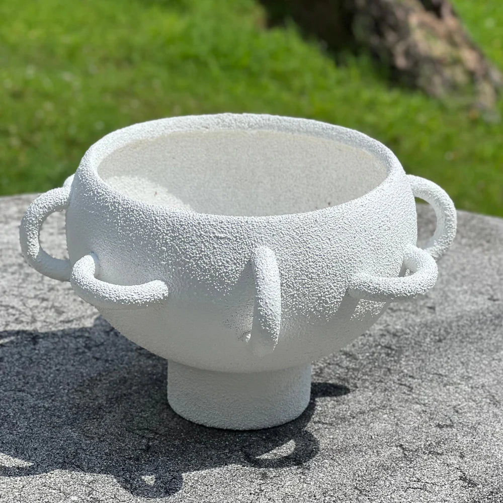 Textured Porcelain Serving Bowl with Unique Handles