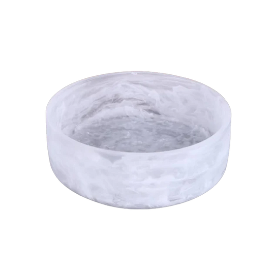 Resin White Swirl Salad Bowl, Medium