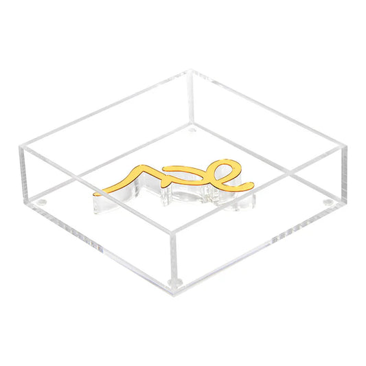 Napkin Holder With Shabbos Weight, Gold
