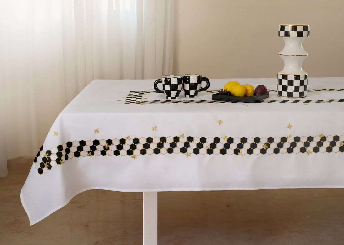 Queen Bee White Tablecloth