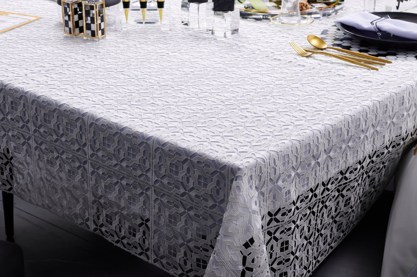 Filet Crochet Lace Tablecloth