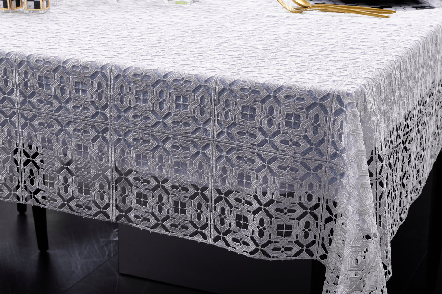 Filet Crochet Lace Tablecloth