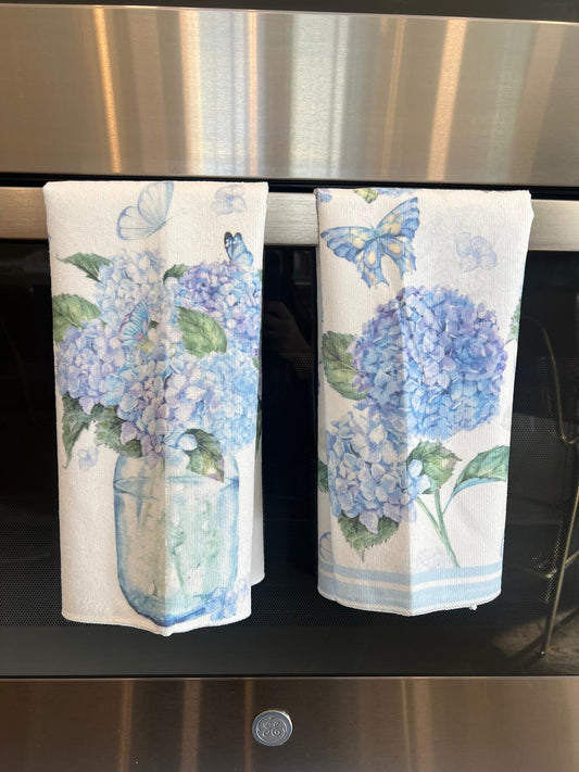 Kitchen Dishtowel Set, Blue Hydrangea