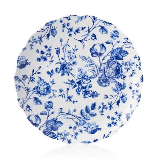 Blue Vintage Floral Scalloped Dinner Plate