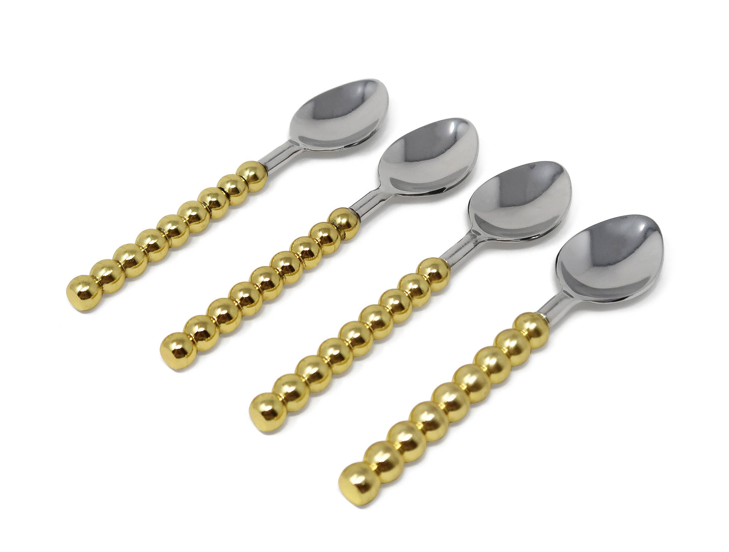 Gold Beaded Handles Dessert Spoons/Forks