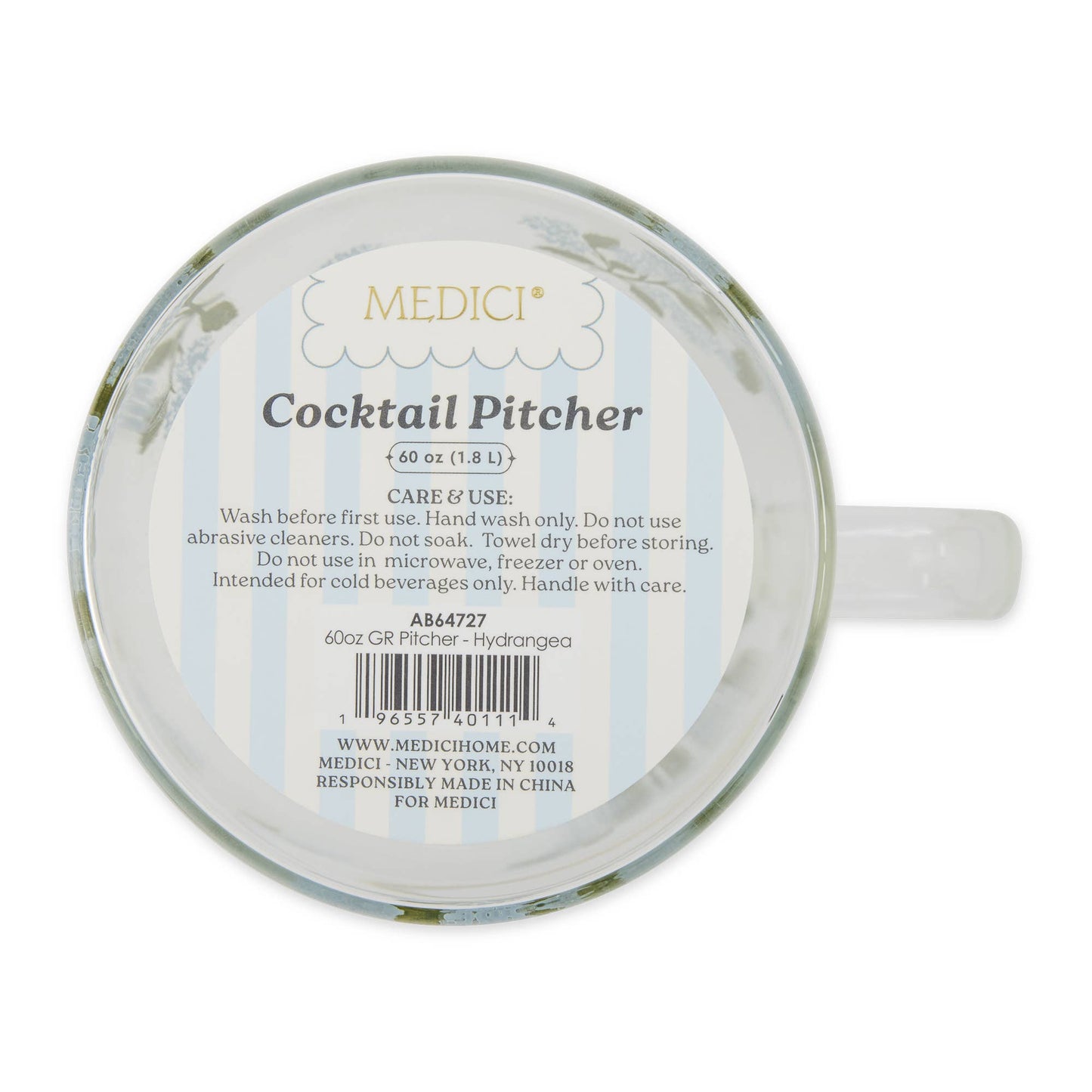 Glass Pitcher - Hydrangea