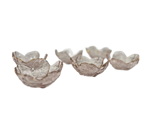 Gold Rimmed Cherry Blossom Dessert Bowls, Pink
