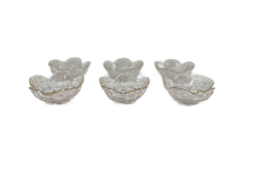 Gold Rimmed Cherry Blossom Dessert Bowls, Transparent