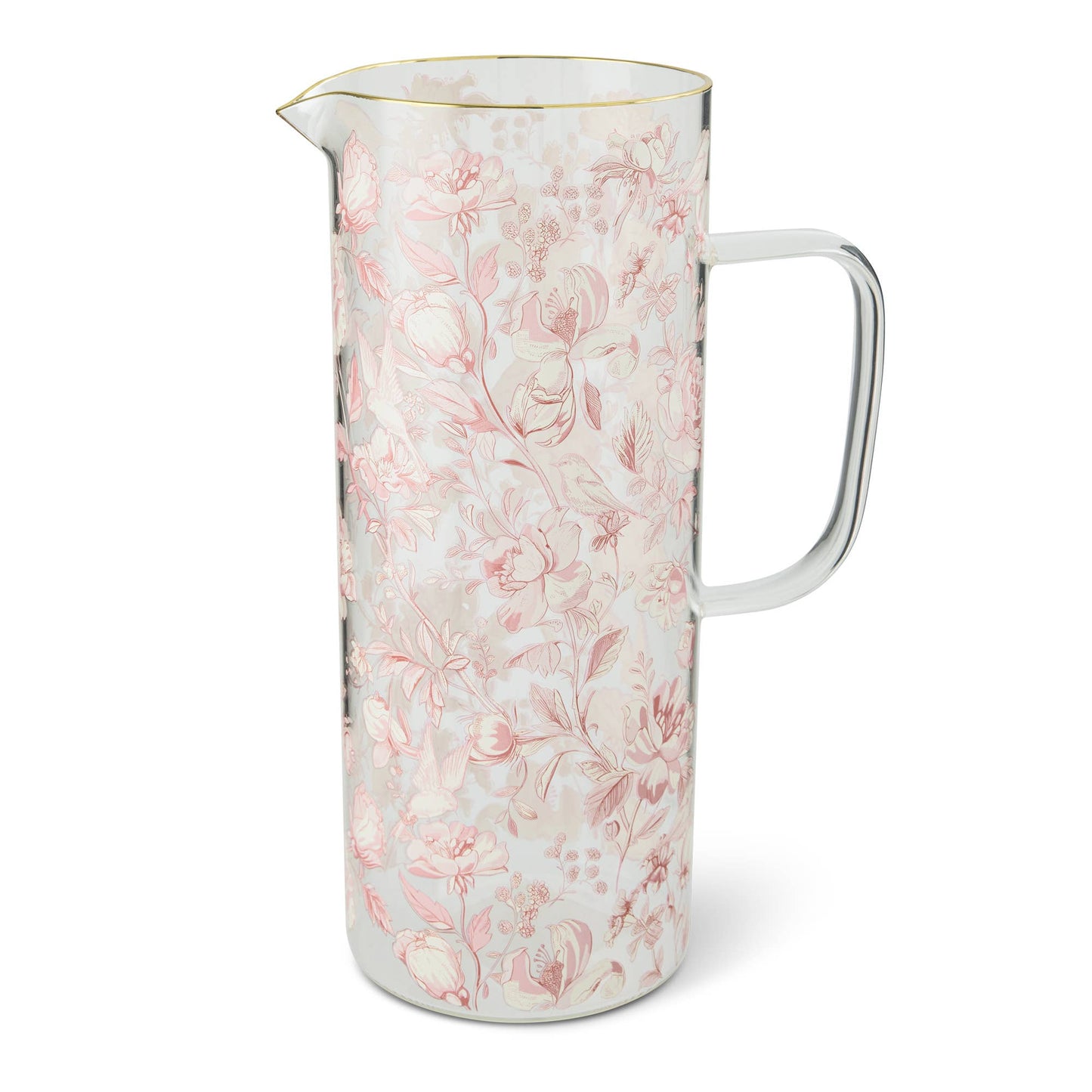 Glass Pitcher - Pink Toile