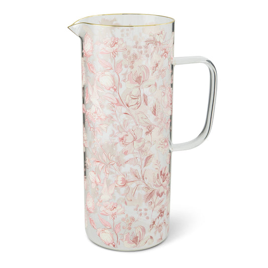 Glass Pitcher - Pink Toile