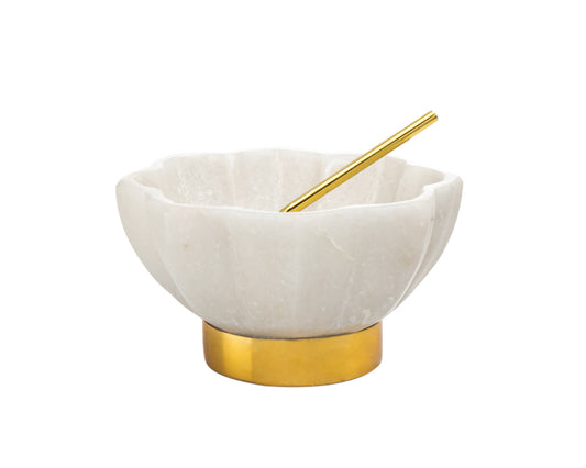 Marble Spice Dish W/ Spoon