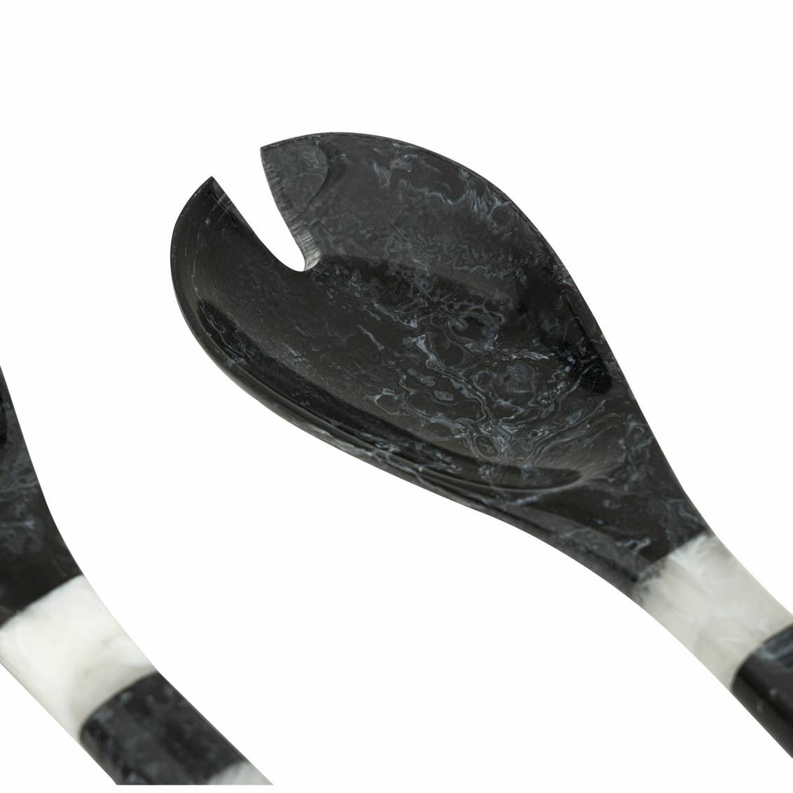 Lucente Black & White Striped Salad Servers