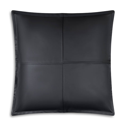 Atlas Black Faux Leather Pillow