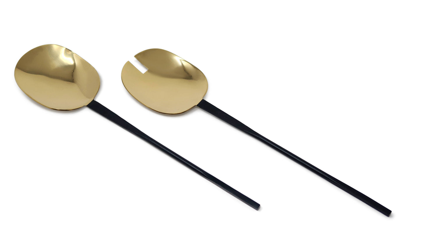 Salad Servers Gold With Black Handles