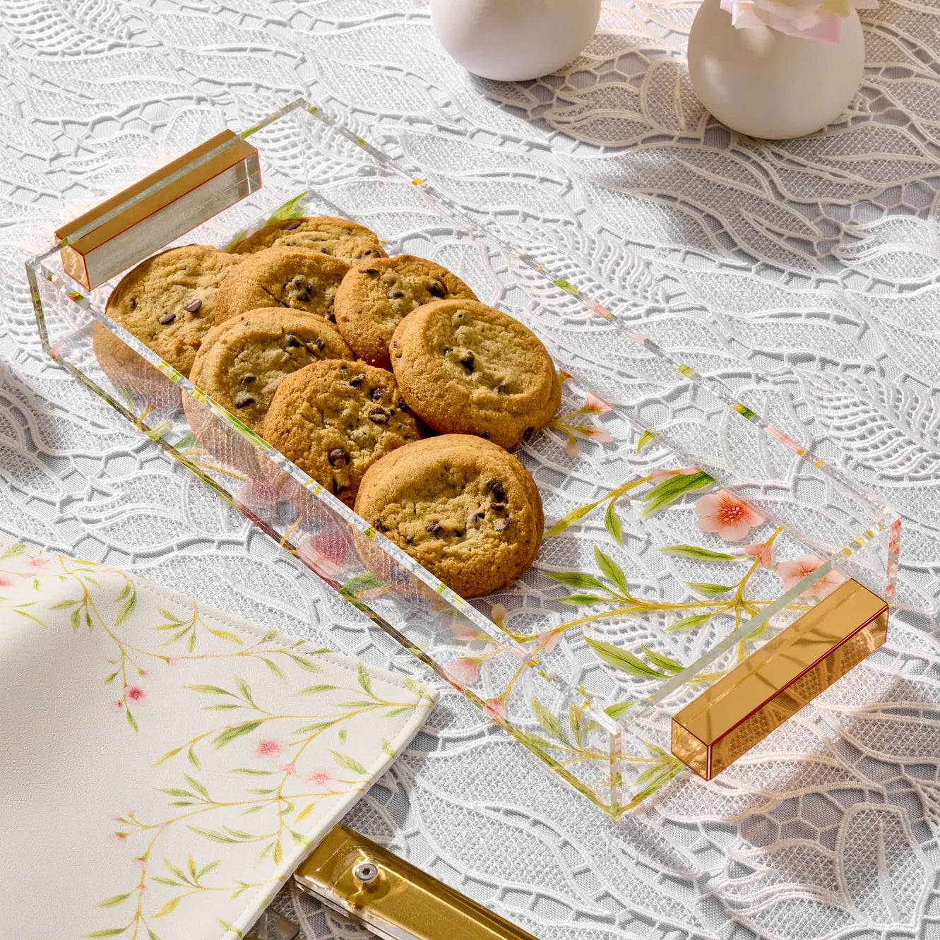 Floral Bird Bread / Towel Tray