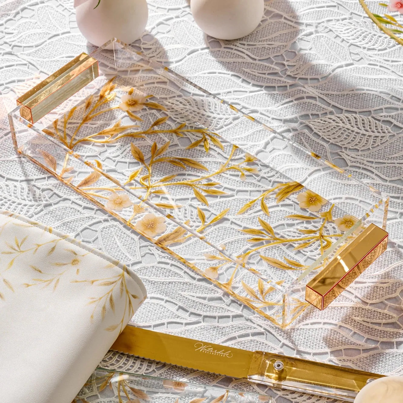 Floral Bird Bread / Towel Tray